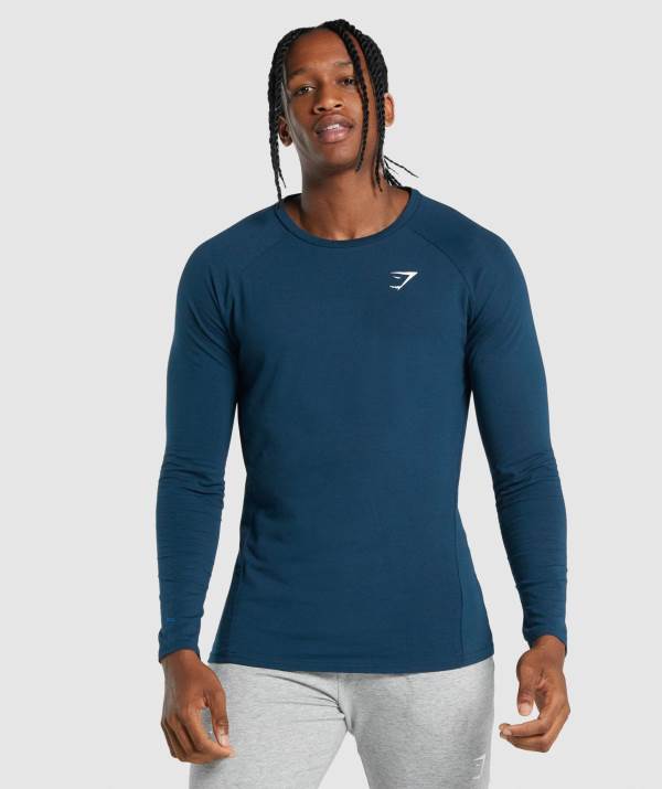 Panske Mikiny Gymshark Critical 2.0 Long Sleeve Námornícka Modrá | SH1295837
